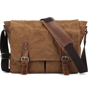 SOAEON Brown & Khaki Canvas Messenger Bag … Unisex